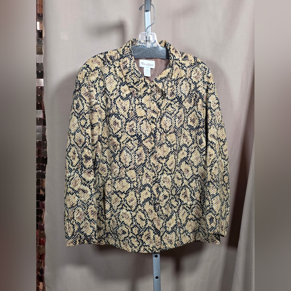 Vtg TanJay Animal Print Zip Up Jacket Size 12